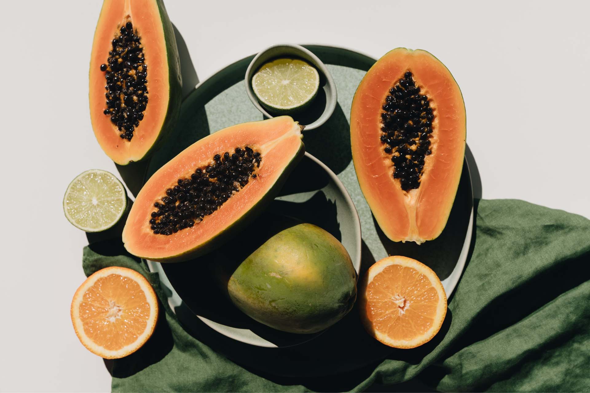 Papayas on a plate.