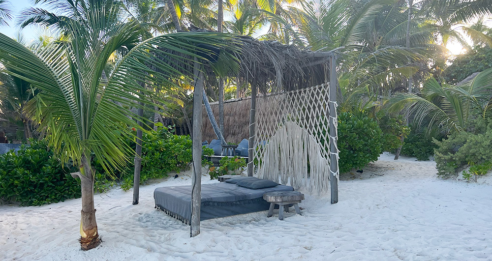 Cabana on the beach at the Nomade Hotel.
