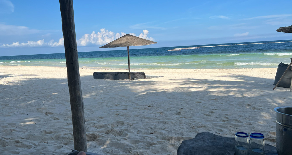 The beach view from the Nomade hotel in Tulum.